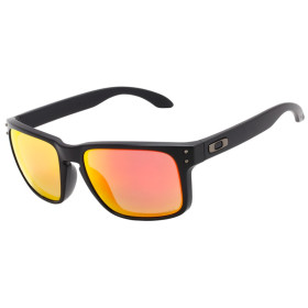Oakley Unisex Holbrook Black Frame Red Lens Rectangular 55mm Polarized Sunglasses