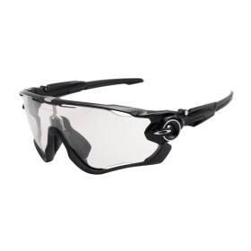 Oakley Men's Jawbreaker Black Frame Transparent Lens Shield Sunglasses