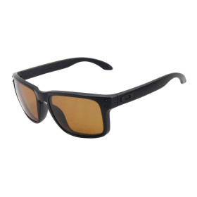 Oakley Unisex Holbrook Black Frame Brown Lens Rectangular 55mm Polarized Sunglasses