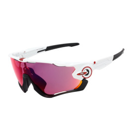 Oakley Men's Jaw Breaker White Frame Purple Lens Shield Sunglasses