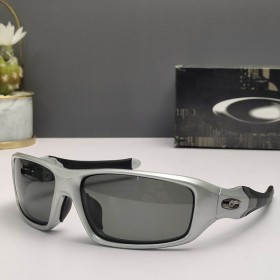 Oakley C Six Sunglasses Silver Frame Polarized Gray Lenses