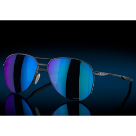 Oakley Contrail TI Sunglasses Satin Light Steel Frame Prizm Sapphire Polarized Lenses