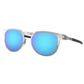 Oakley Diecutter Rectangular Sunglasses Satin Chrome Frame Prizm Sapphire Lenses