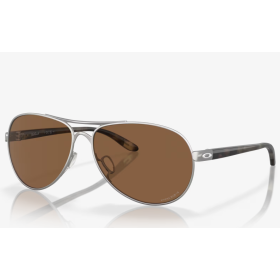 Oakley Feedback Sunglasses Satin Chrome Frame Prizm Bronze Lenses