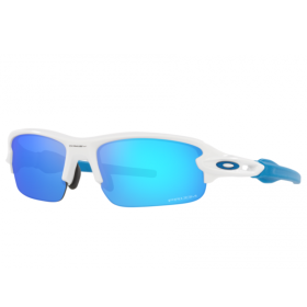 Oakley Flak Sunglasses Polished White Frame Prizm Sapphire Lenses