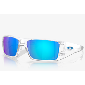 Oakley Heliostat Sunglasses Clear Frame Prizm Sapphire Polarized Lenses