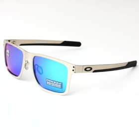 Oakley Holbrook Metal Sunglasses Rose Gold Frame Polarized Sapphire Lenses