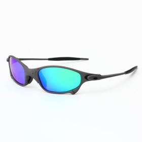 Oakley Juliet Sunglasses Black Frame Blue Polarized Lenses