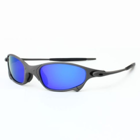 Oakley Juliet Sunglasses Matte Black Frame Blue Polarized Lenses
