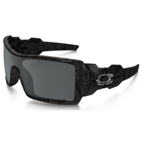 Oakley Oil Rig Sunglasses Black With Text Frame Grey Lenses