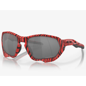 Oakley Plazma Sunglasses Red Tiger Frame Prizm Black Lenses