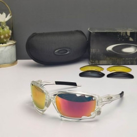 Oakley Racing Jacket Sunglasses Crystal Clear Frame Prizm Ruby Lenses