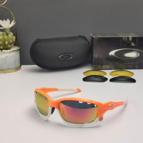 Oakley Racing Jacket Sunglasses Orange White Frame Prizm Ruby Lenses