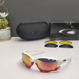 Oakley Racing Jacket Sunglasses Red White Frame Prizm Ruby Lenses