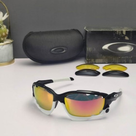 Oakley Racing Jacket Sunglasses White Black Frame Prizm Ruby Lenses