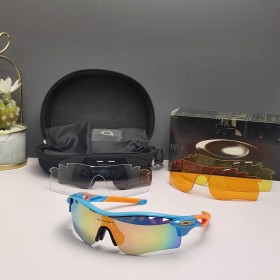 Oakley RadarLock Path Sunglasses Orange Blue Frame Polarized Galaxy Gold Lenses
