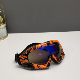 Oakley Ski Goggles Orange Black Frame Galaxy Gold Anti-fog Blue Lenses