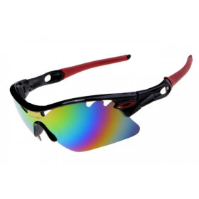 Oakley radarlock pitch sunglass black red for sale