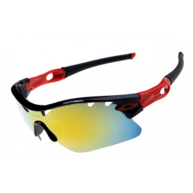 Oakley radarlock pitch sunglasses black red / fire iridium